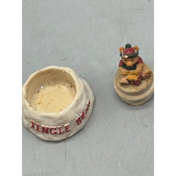 MINI Vintage Ceramic Jingle Bear Christmas Decor With Detachable Topper READ - Picture 6 of 7